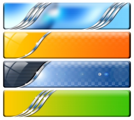 Set of technological banners or backgrounds, blue, orange and greenの写真素材