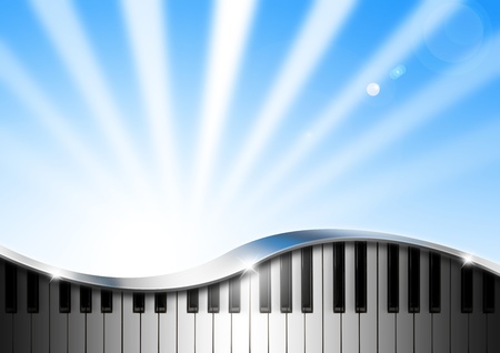 Modern musical background with piano keys and chrome fittingsの写真素材