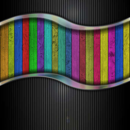 Background with colored woods and chrome insertsの写真素材