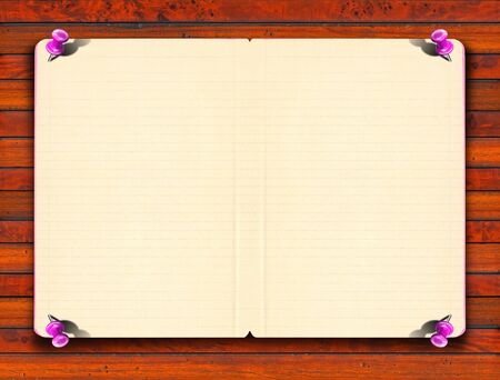 Blank notebook paper with line on the wooden backgroundの写真素材