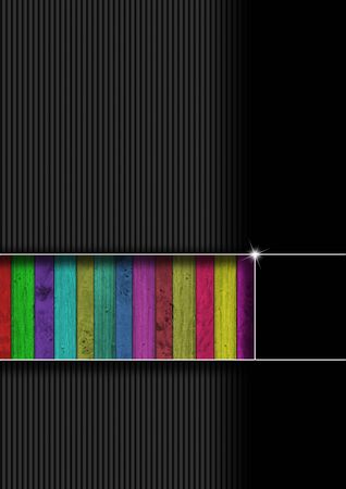 Wood and black background with colored woodsの写真素材
