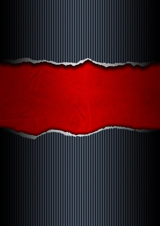 Ripped paper background black and red with space for textの写真素材