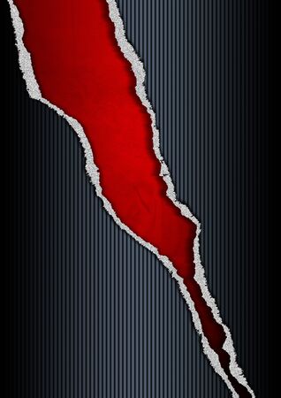 Ripped paper background black and red with space for textの写真素材