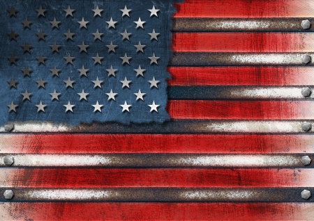 Usa grungy metal flag with bolts headsの写真素材