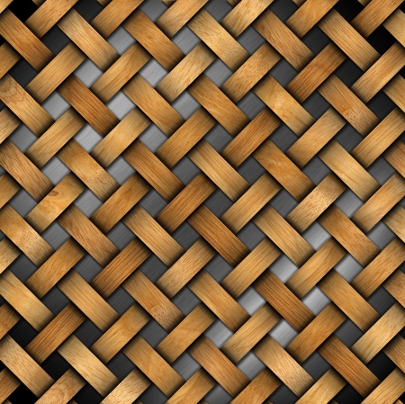 Wooden crisscross diagonal template on metal backgroundの写真素材