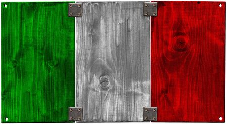 Italy grunge wooden flag with the heads of screwsの写真素材
