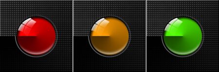Black Abstract background with three colored circles, red, orange and greenの写真素材