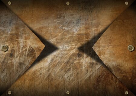 Brown metallic grunge background with shadows and boltsの写真素材