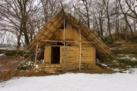 Historical reconstruction of ancient neolithic hut at Ponte di Veja - Italyの写真素材