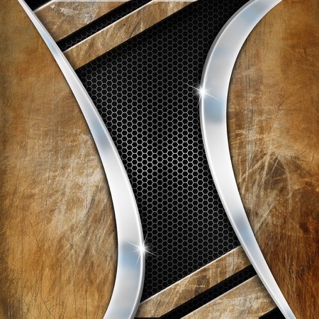 Metallic and grunge template background with geometrical formsの写真素材