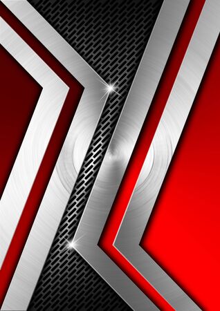 Metallic and red futuristic template background with geometrical formsの写真素材