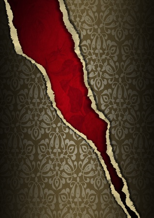Ripped floral paper background brown and red with space for text
の写真素材