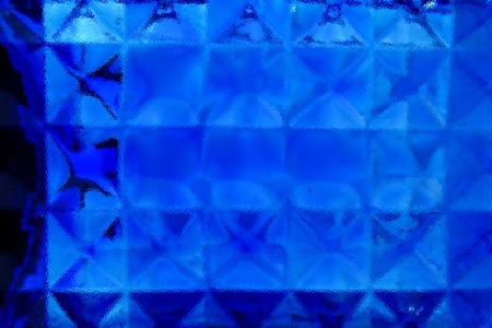 Blue colored glass with geometric shapesの写真素材