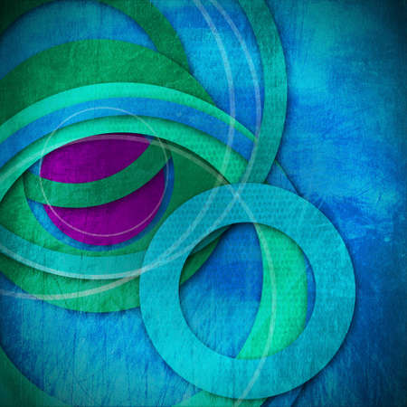Grunge background with cold colors and geometric shapes of circlesの写真素材