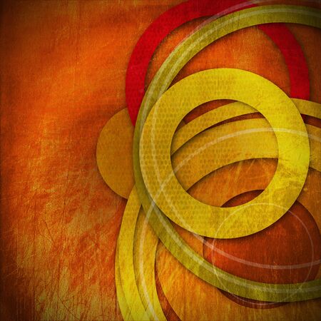 Grunge background with warm colors and geometric shapes of circlesの写真素材