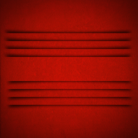 Horizontal stripes with shadows or dividers on square red velvet backgroundの写真素材