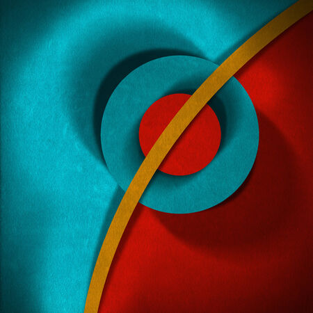 Red, orange and blue velvet background with geometric formsの写真素材