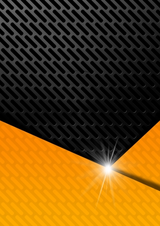 Orange, black and gray abstract background with metallic gridの写真素材