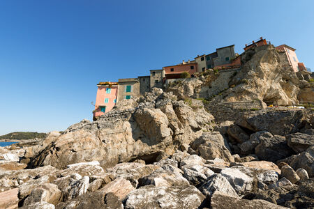 View of Tellaro, ancient small village of Liguria in Italy, southern Europeの写真素材