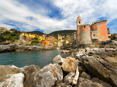 View of Tellaro, ancient small village of Liguria in Italyの写真素材