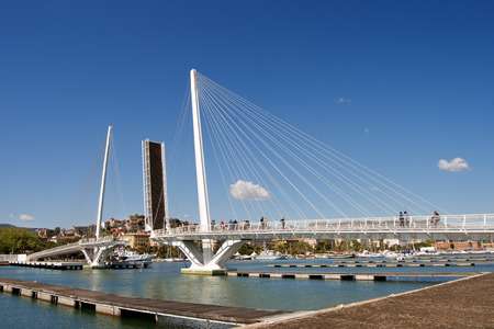 View of  the Bridge of Thaon di Revel in La Spezia harbor at day - Liguria Italyのeditorial素材
