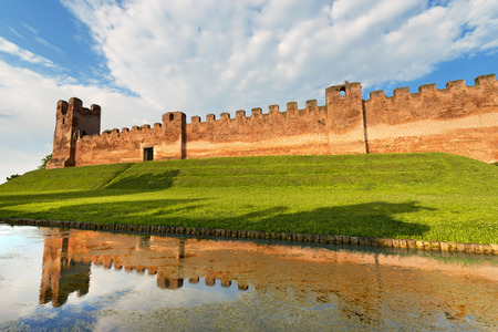 Ancient walls of Castelfranco Veneto, west side  XII-XIII century  in the province of Treviso, north Italyの写真素材