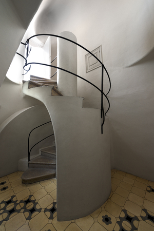 BARCELONA, SPAIN - JUN 12, 2014  Details from Casa Batllo, restored by Antoni Gaudi and Josep Maria Jujol, built in the year 1877 and remodelled in the years 1904 1906  June 12, 2014 Barcelona Spainのeditorial素材