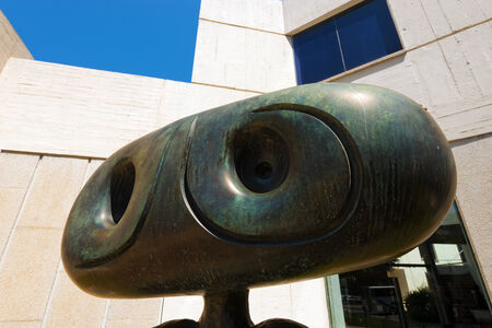 BARCELONA, SPAIN - JUNE 11, 2014: Personnage (Personage) - 1970 of Joan Miro (1893-1983). The bronze statue is located at the entrance to the Museum and Foundation Joan Miro in Barcelona.のeditorial素材