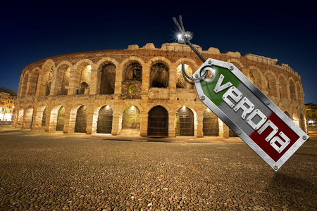 Arena of Verona at night in italyの写真素材