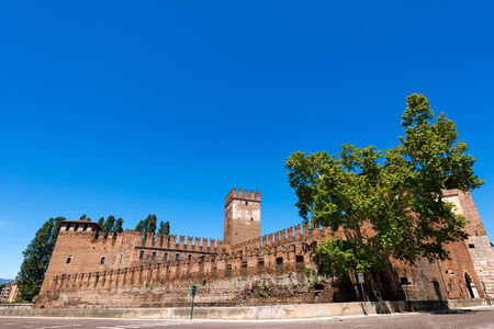 Medieval Old castle Castelvecchio (Scaligero) in Verona のeditorial素材