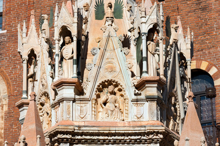 Detail of Marble tomb of Can Cansignorio called Francesco della Scala (1340-1375). Verona , Veneto, Italyのeditorial素材