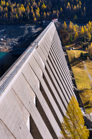 Bissina Dam (1962). Straight concrete dam in the National Park of Adamello Brenta. Trentino Alto Adige, Italyのeditorial素材