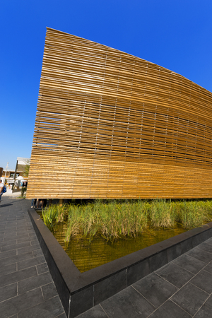 MILAN, ITALY - AUGUST 31, 2015: Ireland pavilion at Expo Milano 2015, universal exposition on the theme of food, in Milan, Lombardy, Italy, Europeのeditorial素材