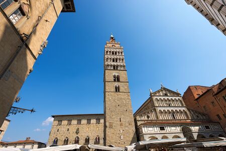 The Cathedral of San Zeno (St. Zeno) X century and town hall in Piazza Duomo (Cathedral square). Pistoia, Tuscany, Italyの写真素材