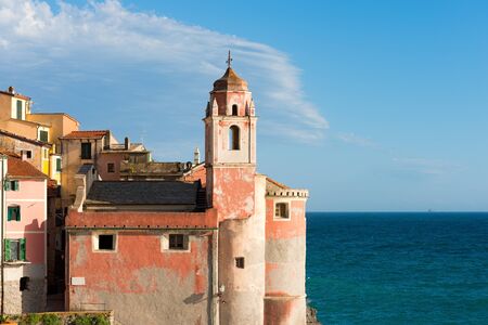 Church of St. George (San Giorgio) of Tellaro, ancient small village near Lerici, La Spezia, Liguria, Italy, Europeの写真素材