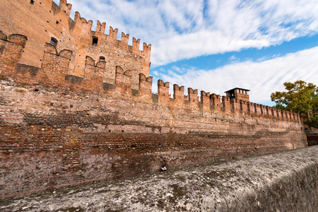 The medieval Castelvecchio 1357 (Old Castle) in Verona - Veneto, Italyのeditorial素材