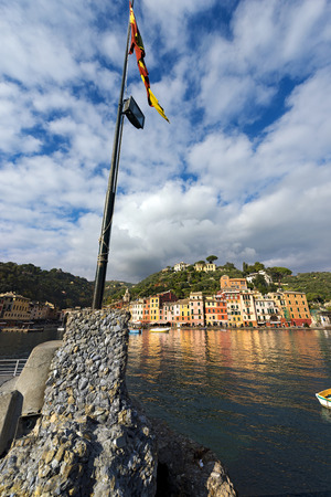 The harbor of Portofino with the colorful houses. Genova, Liguria, Italyの写真素材