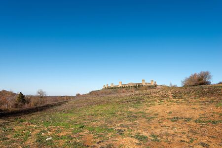 The fortified town of Monteriggioni, ancient medieval village near Siena, Toscana (Tuscany), Italy, Europeの写真素材