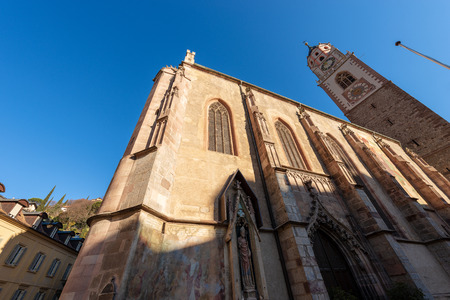 Cathedral of St. Nicholas (San Nicolo 1302-1465) in Merano - Bolzano - Trentino Alto Adige - Italy - Europeの写真素材