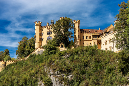Hohenschwangau Castle (Schloss Hohenschwangau - Upper Swan County Palace 19th century), landmark in the Bavarian Alps, Germany.のeditorial素材