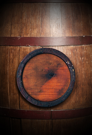 Detail of an old wooden wine barrel with a copy spaceの写真素材