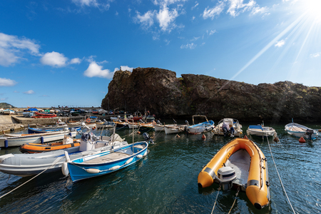 Small port in the Framura village, cinque terre, La Spezia, Liguria, Italyの写真素材
