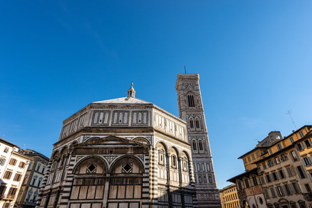 Florence Cathedral, Santa Maria del Fiore, with the Bell Tower of Giotto and the Baptistery of San Giovanni. UNESCO world heritage site, Tuscany, Italy, Europeのeditorial素材