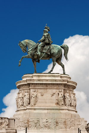 Equestrian monument of Vittorio Emanuele II (1820-1878), first king of Italyの写真素材