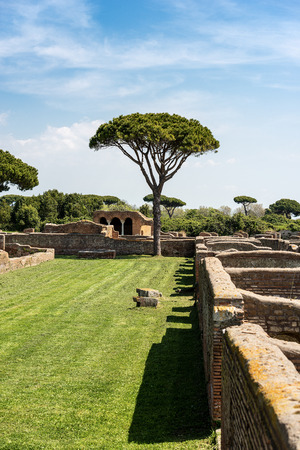 Ancient Roman buildings of Ostia Antica, colony founded in the 7th century B.C.の写真素材