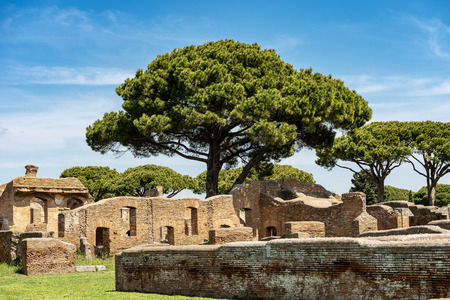 Ancient Roman buildings. Ostia Antica, Roman colony founded in the 7th century BC.の写真素材