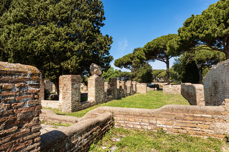 Ancient Roman buildings. Ostia Antica, Roman colony founded in the 7th century B.C.の写真素材