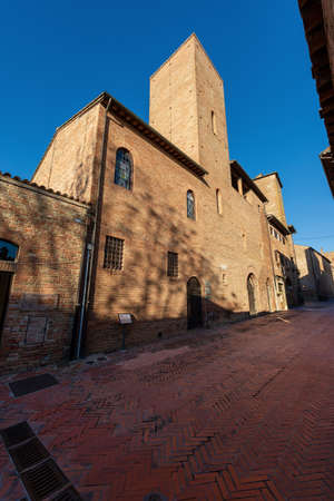 Casa Boccaccio Museum, the house where the famous poet Giovanni Boccaccio lived. Medieval Town of Certaldo, Tuscany, Italy, Europeのeditorial素材