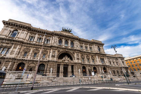Supreme Court of Cassation palace 1889-1911 (Corte Suprema di Cassazione - italian). Palace of Justice in Piazza Cavour (Town square), Rome downtown, Latium, Italy, Europeのeditorial素材