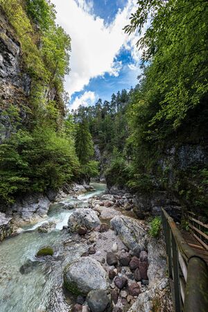 The River Slizza canyon (Gailitz in German language) near the small town of Tarvisio, Friuli Venezia Giulia, Italy, Europeの写真素材